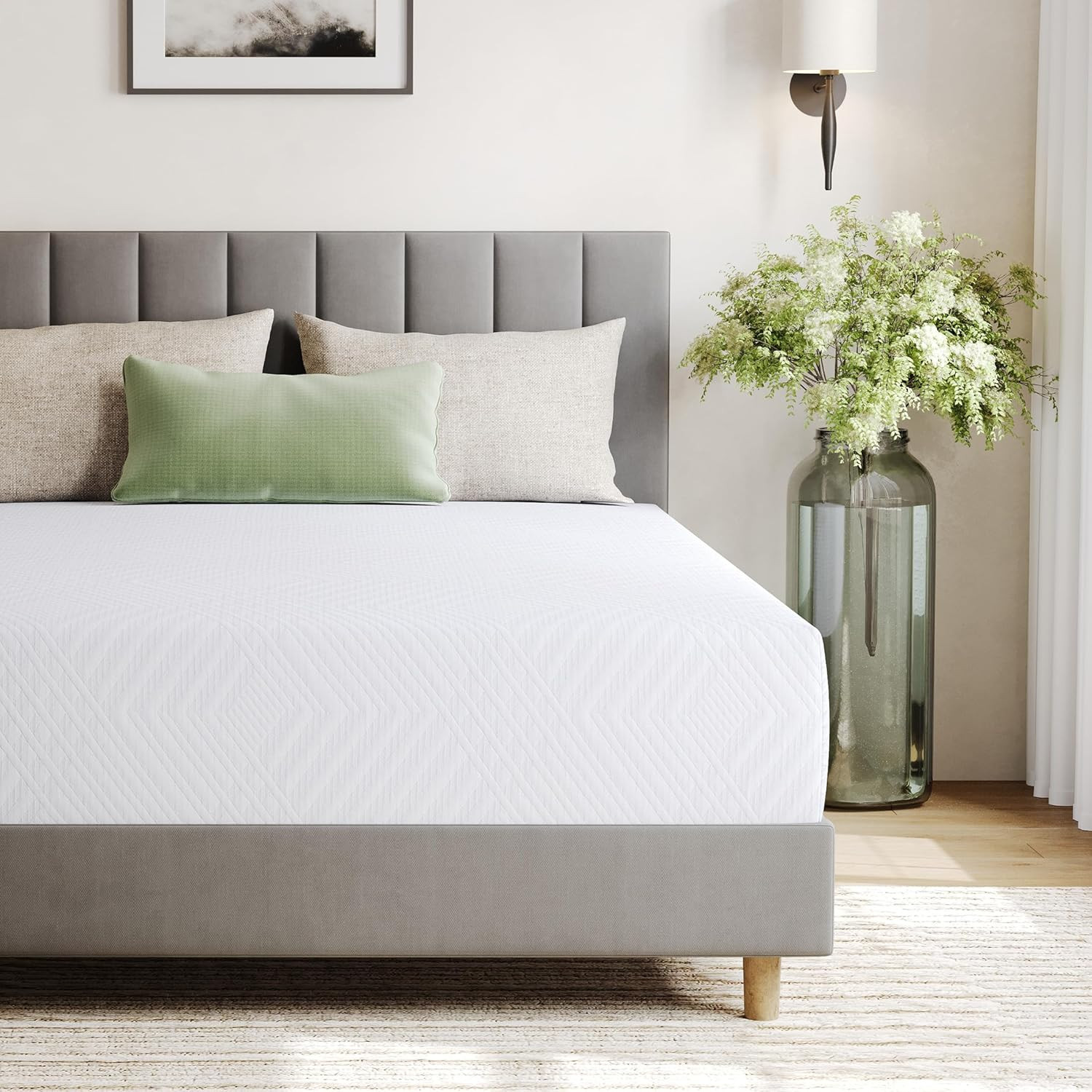 EGOHOME Short Queen Memory Foam RV Mattress 10 Inch, Green Tea Gel for Cooler Sl