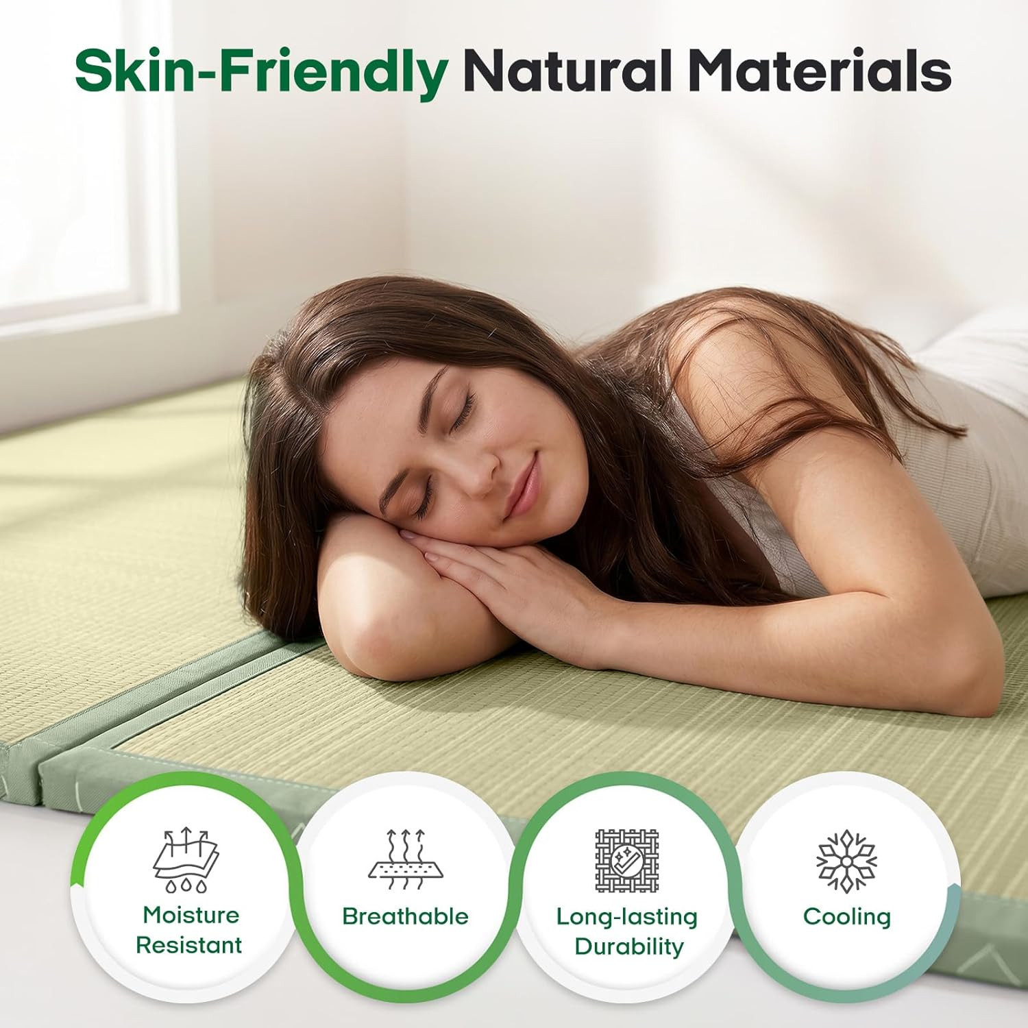 ZonLi Japanese Tatami Mat, Foldable Floor Sleeping Pad Futon Mattress, Made from