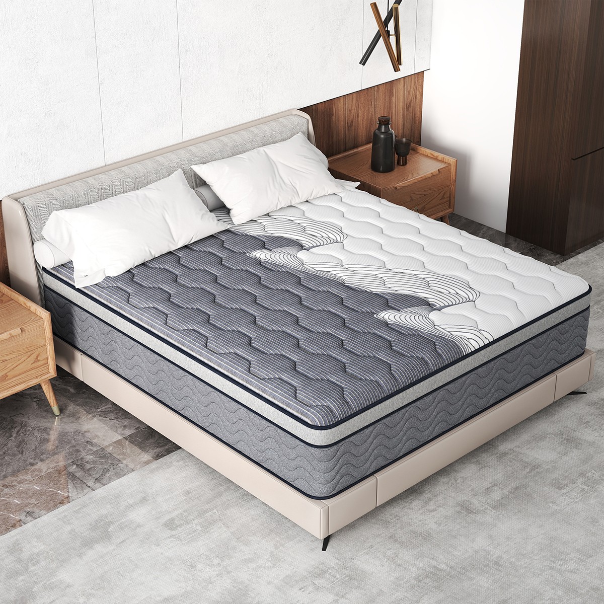 12″ Gel Memory Foam Hybrid Spring Mattress Full Queen King In A Box Dual Firm