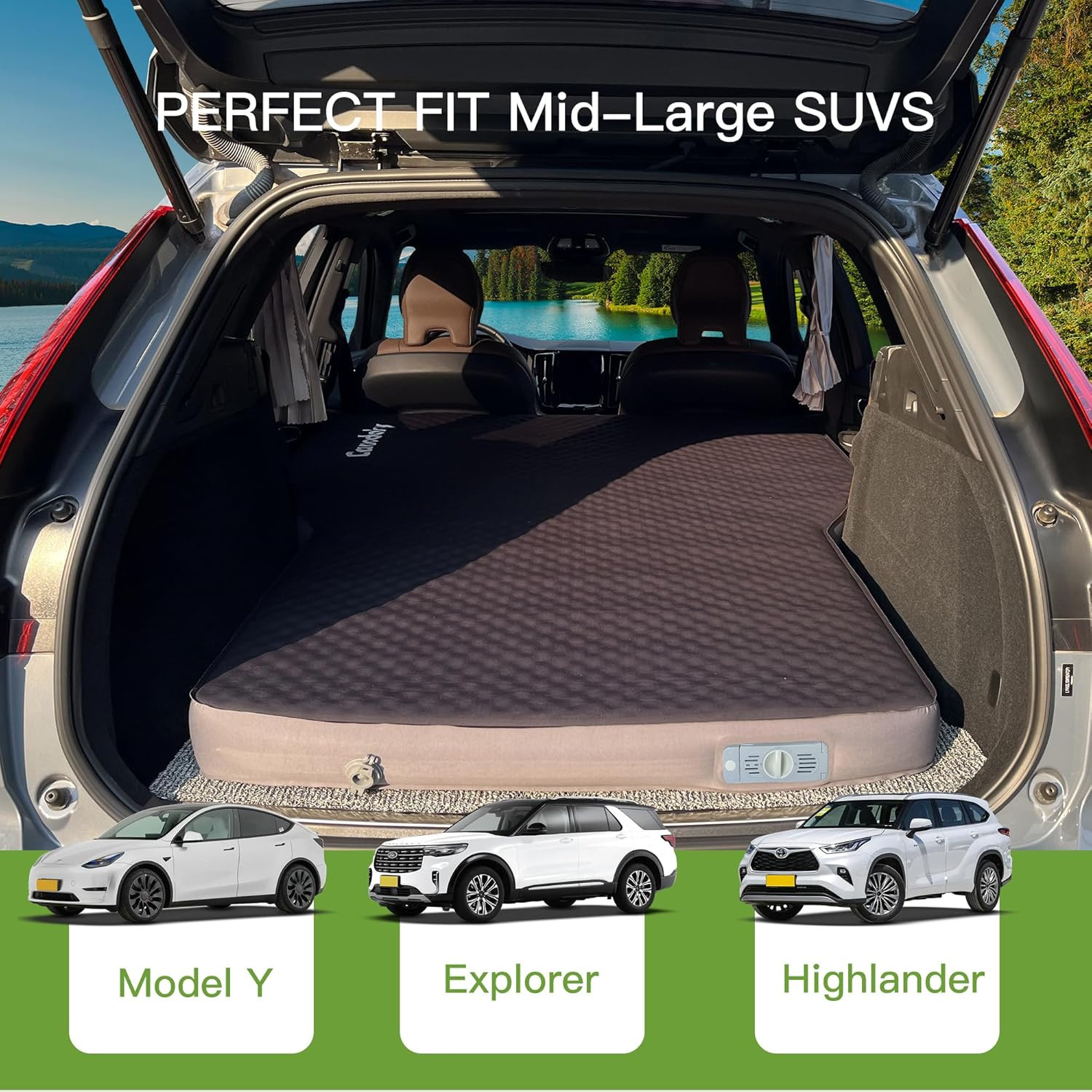 Upgraded Hybrid Foam & Air SUV Mattress with Rechargeable Built-In Pump, Quick I