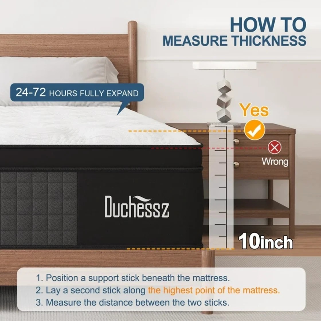10″ King Gel Memory Foam Colchon Hibrido Cama Mattress in Box Hybrid Medium Firm