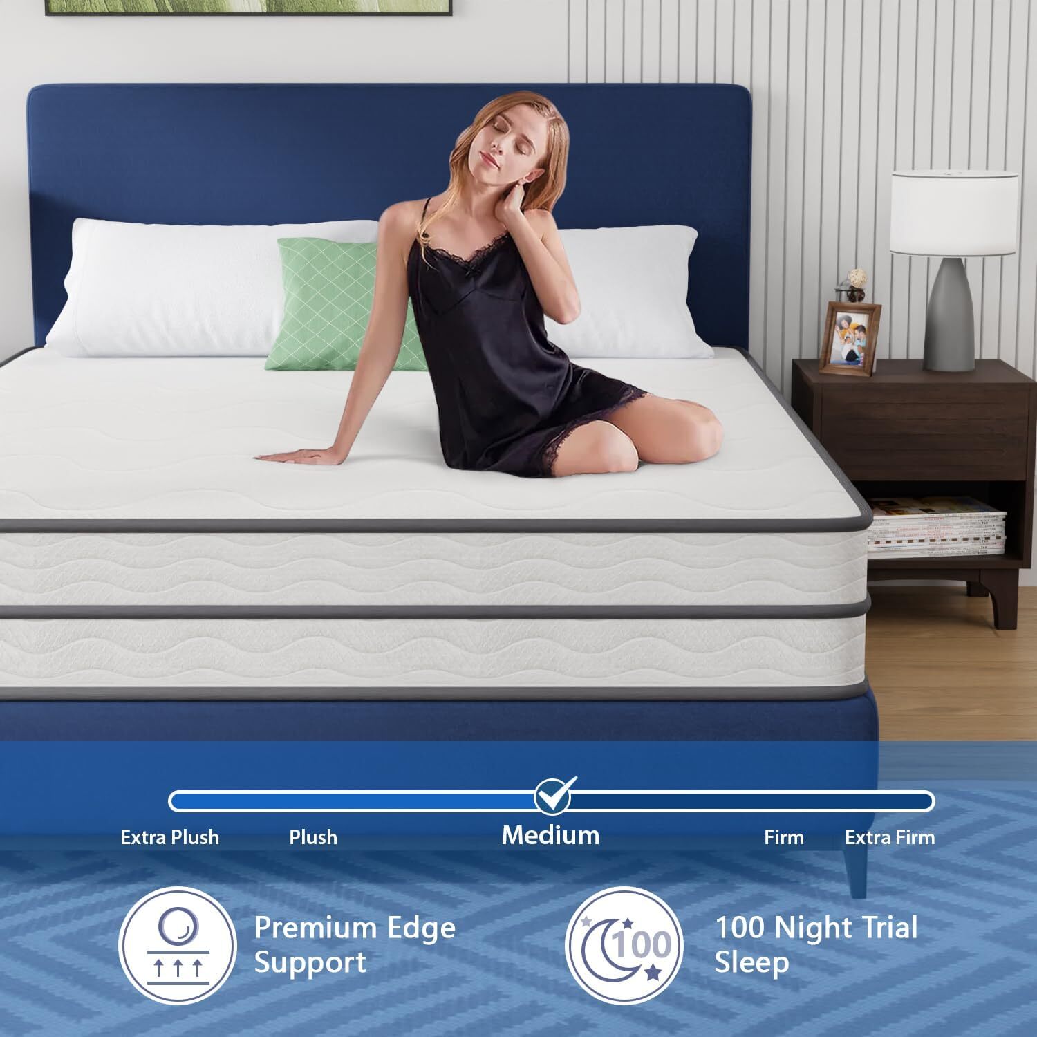 10 Inch Innerspring Mattress Pressure Relief Foam Mattress with Removable Cover