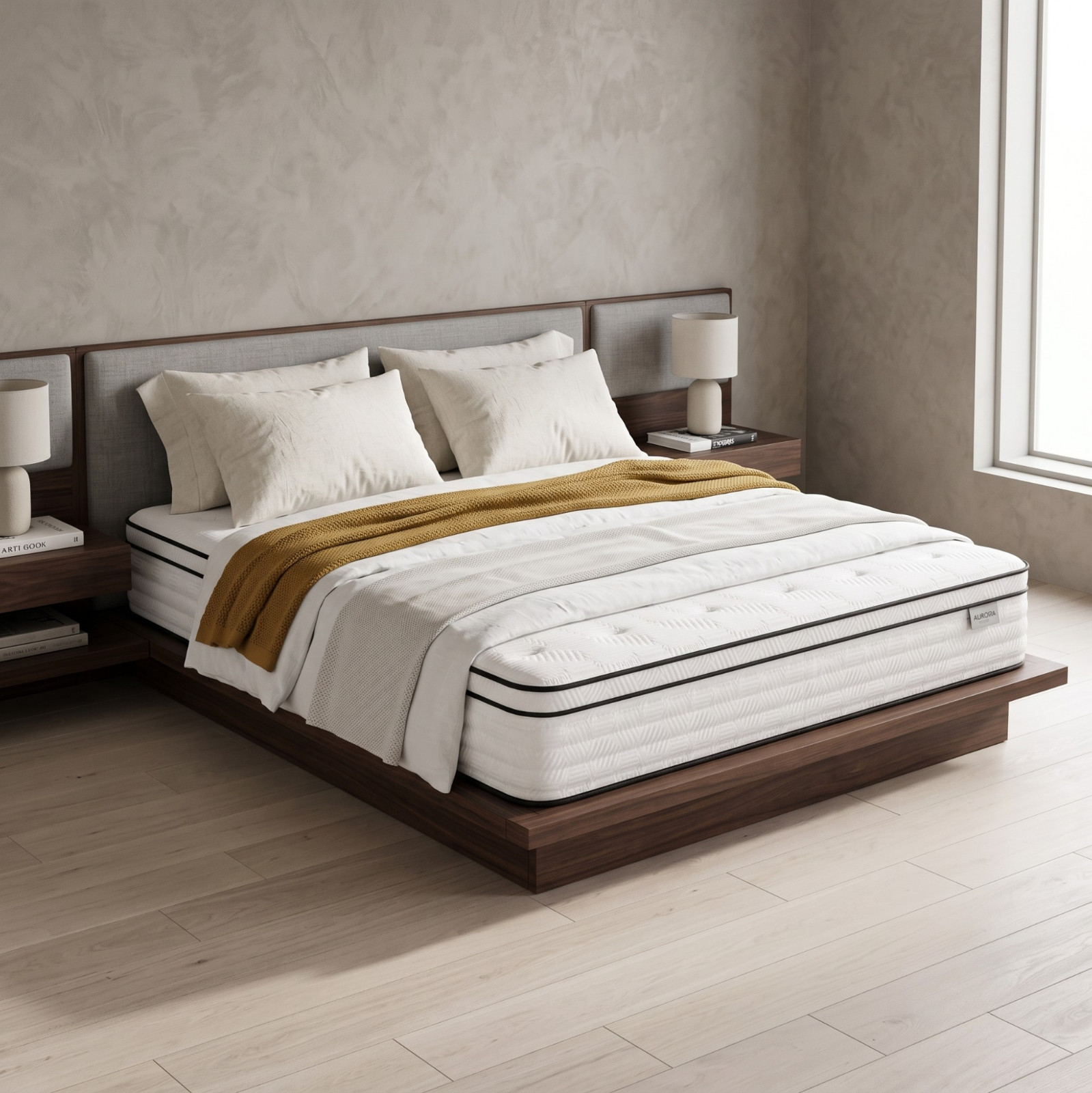 12″ Euro Top Pocket Coil Hybrid Memory Foam Mattress Medium Firm Bed in a Box