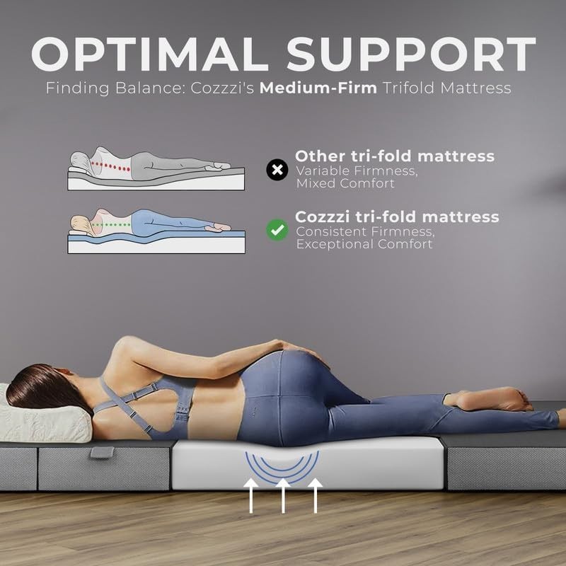 Comfortable and Portable 4-Inch Twin Folding Mattress with Removable Cover