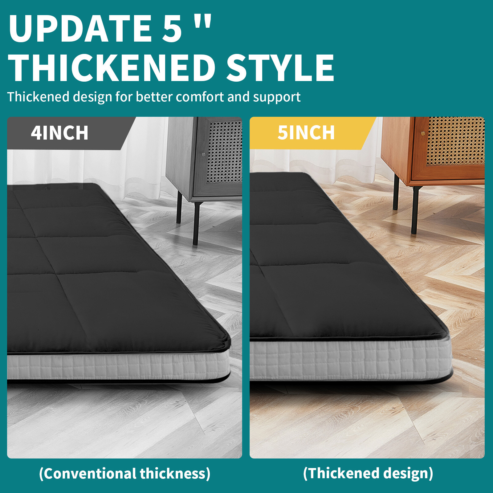 Japanese Futon Mattress 4inch Extra Thick Foldable Japanese Futon Floor Mattress