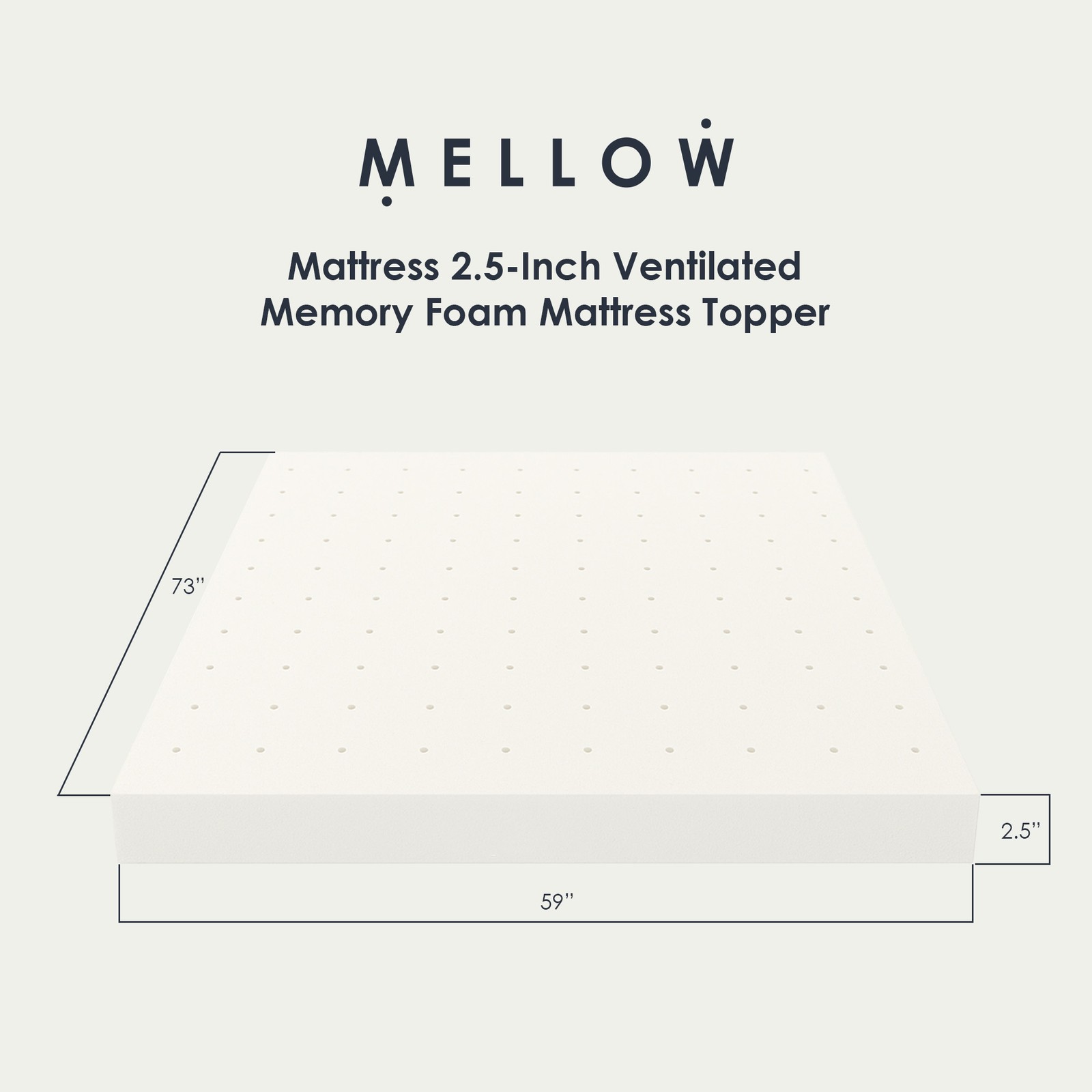 Best Price Mattress 2.5-Inch Ventilated Memory Foam Mattress Topper, Short Queen