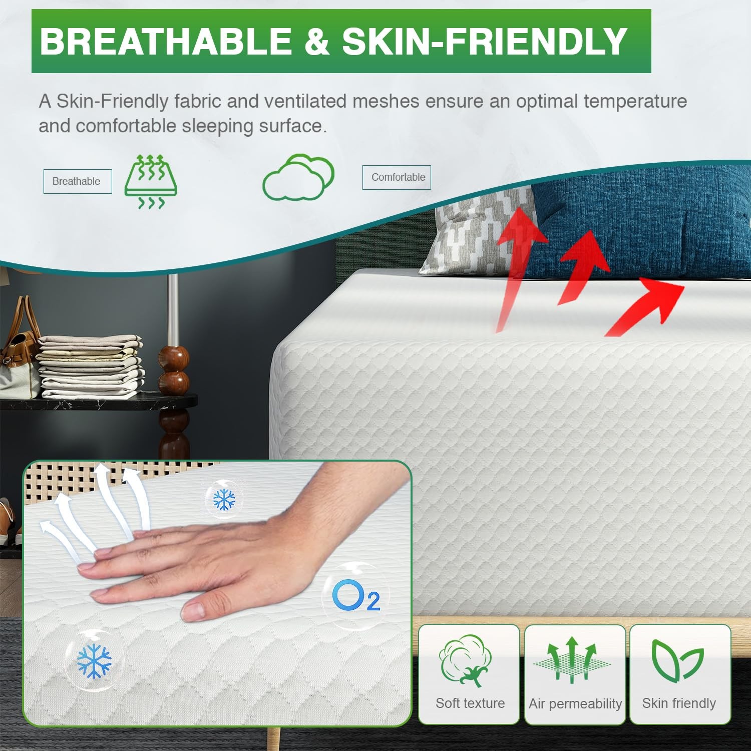Twin-XL 12 Inch Gel Memory Foam Mattress Medium-Firm