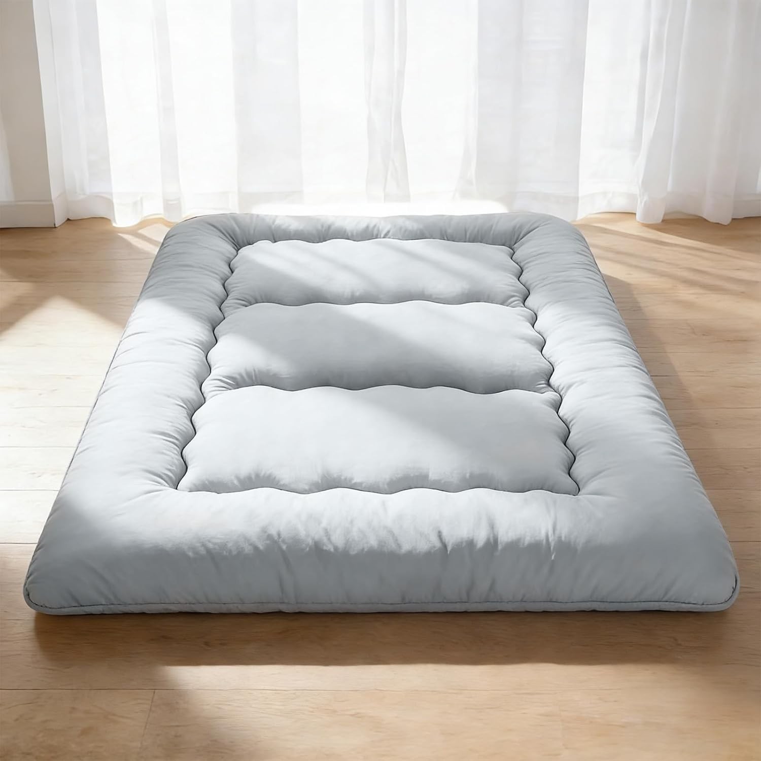 4″ Roll Up Floor Mattress Japanese Foldable Futon Mat Tatami w/ Removable Cover