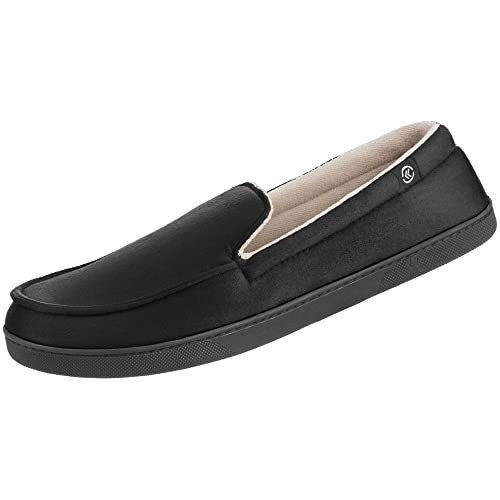 Men’s Moccasin Slippers with Microsuede Upper and Gel Infused 9.5-10.5 Black