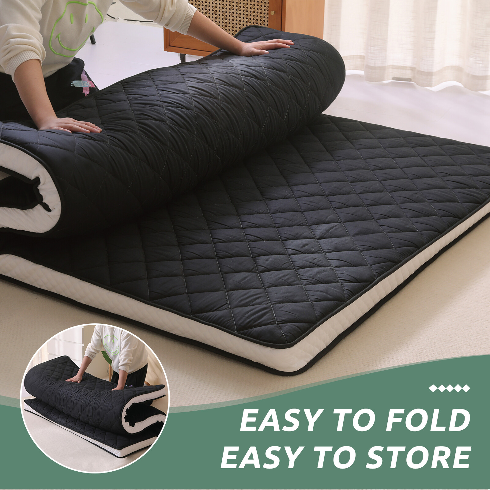 SLSY Japanese Futon Mattress Foldable Roll Up Mat Boys Girls Dormitory Pad Kids