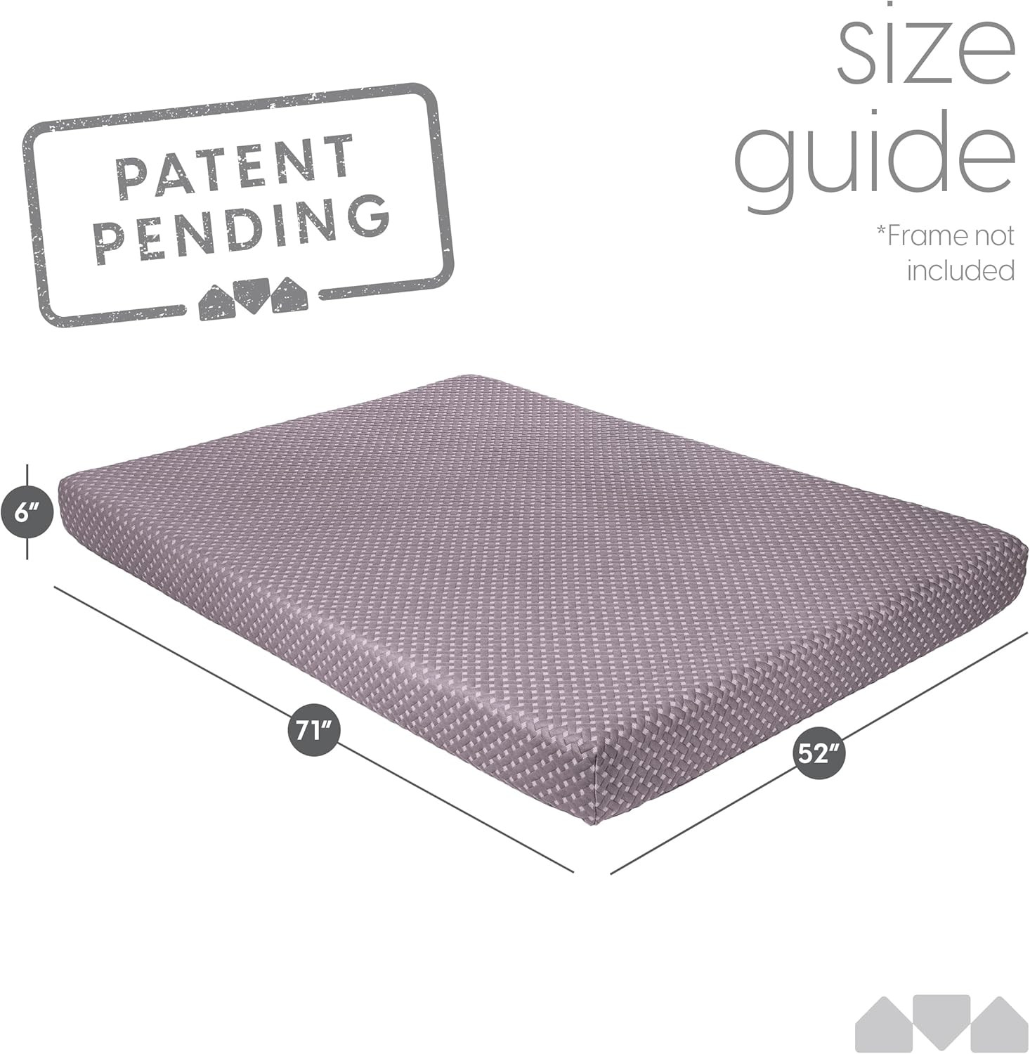 Comfortable Grey Memory Foam Futon Mattress – Full Size (Frame Not Included)