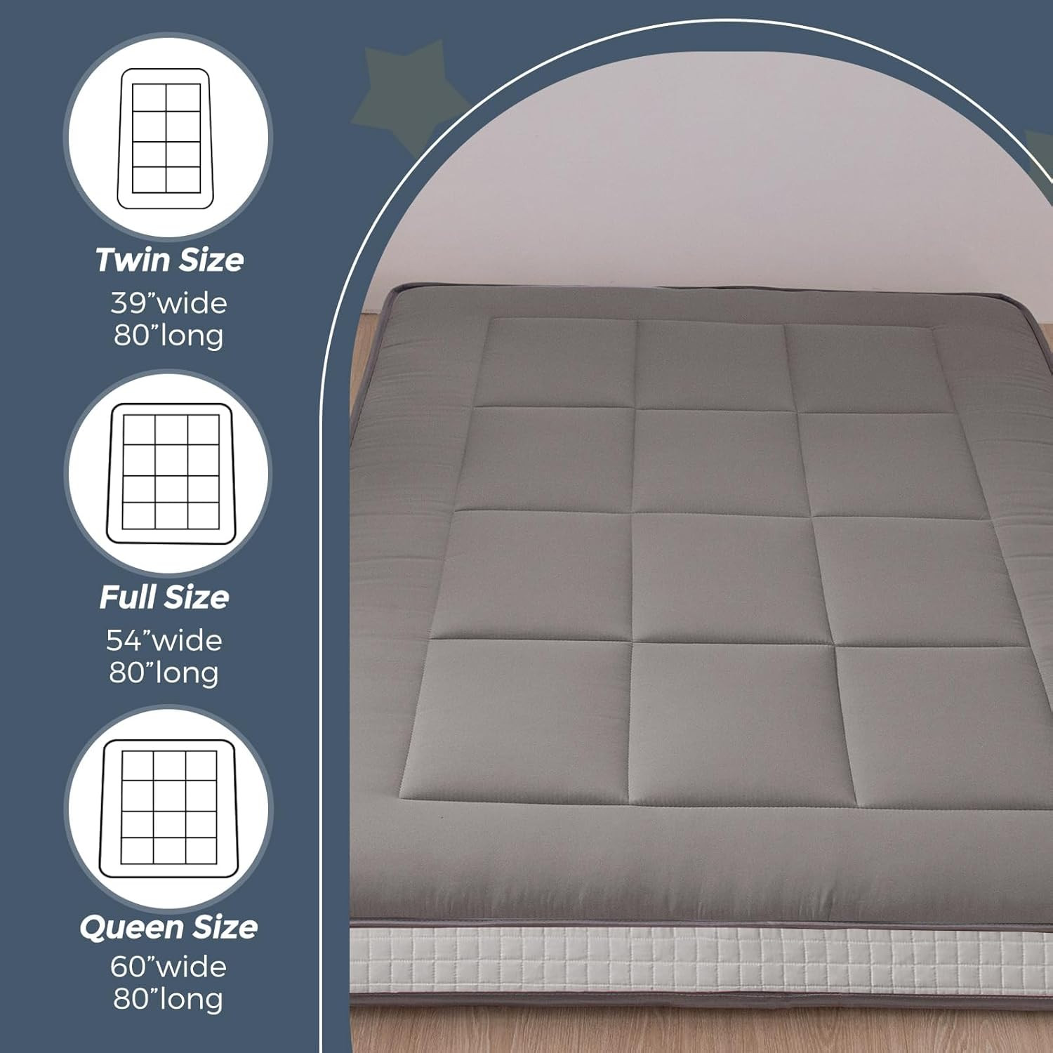 Extra Thick 6″ Foldable Japanese Floor Futon Mattress – Dark Grey, Full Size