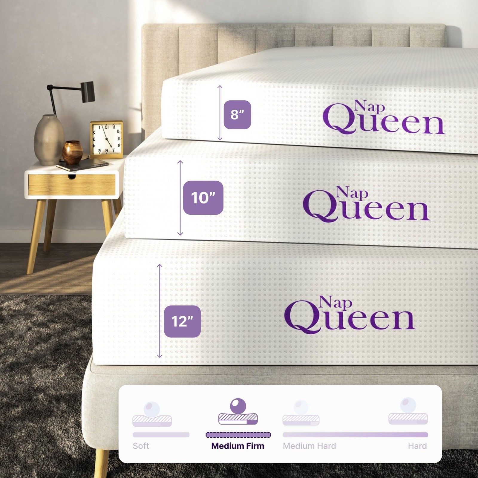 NapQueen Queen Mattress, 6 Inch Charcoal Memory Foam Mattress, Queen Bed Mattres