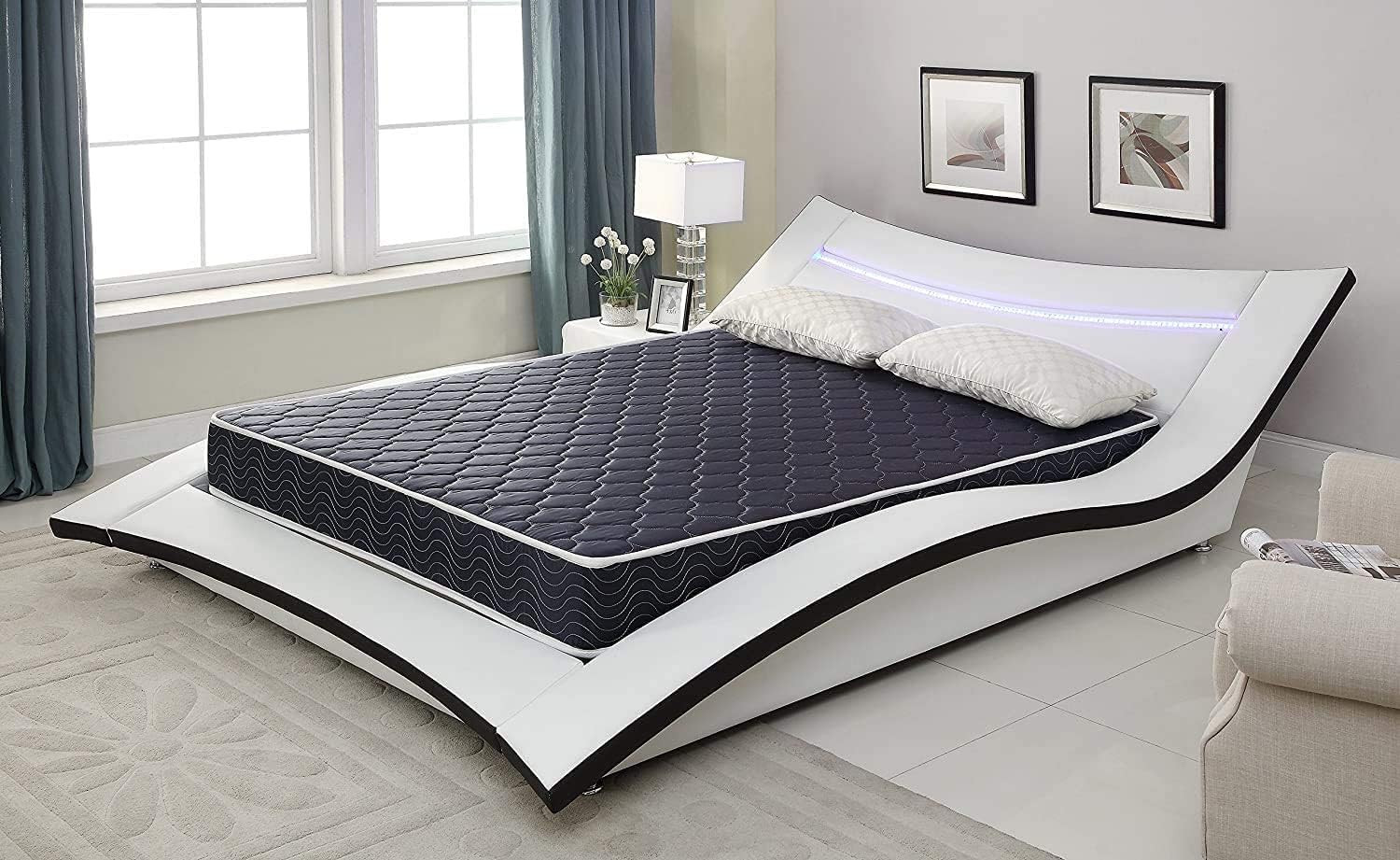 6-Inch Navy Blue Water-Resistant Foam Mattress with Breathable Fabric, Full Size