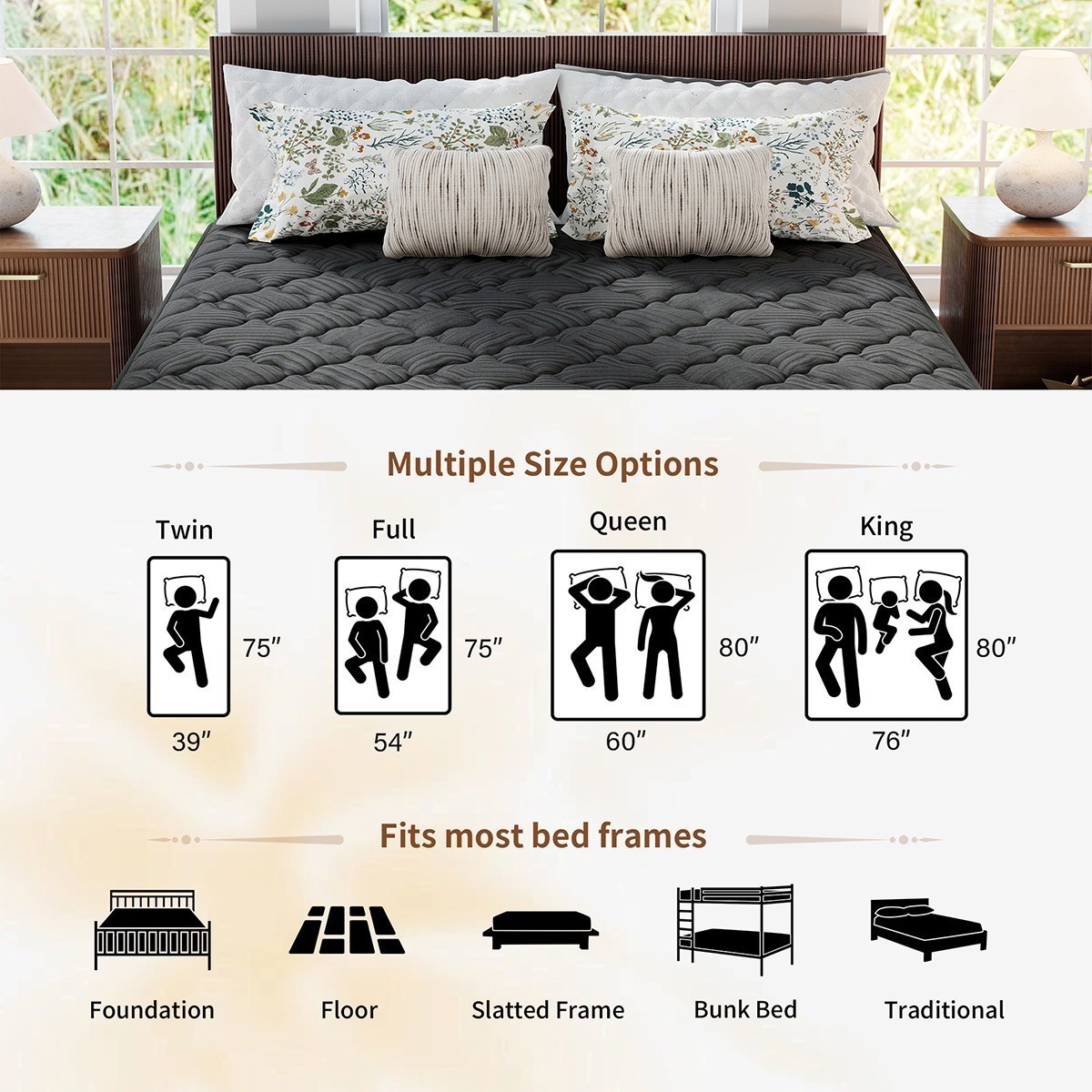 12″/14″ Gel Memory Foam Hybrid Spring Mattress In a Box Twin Full Queen King