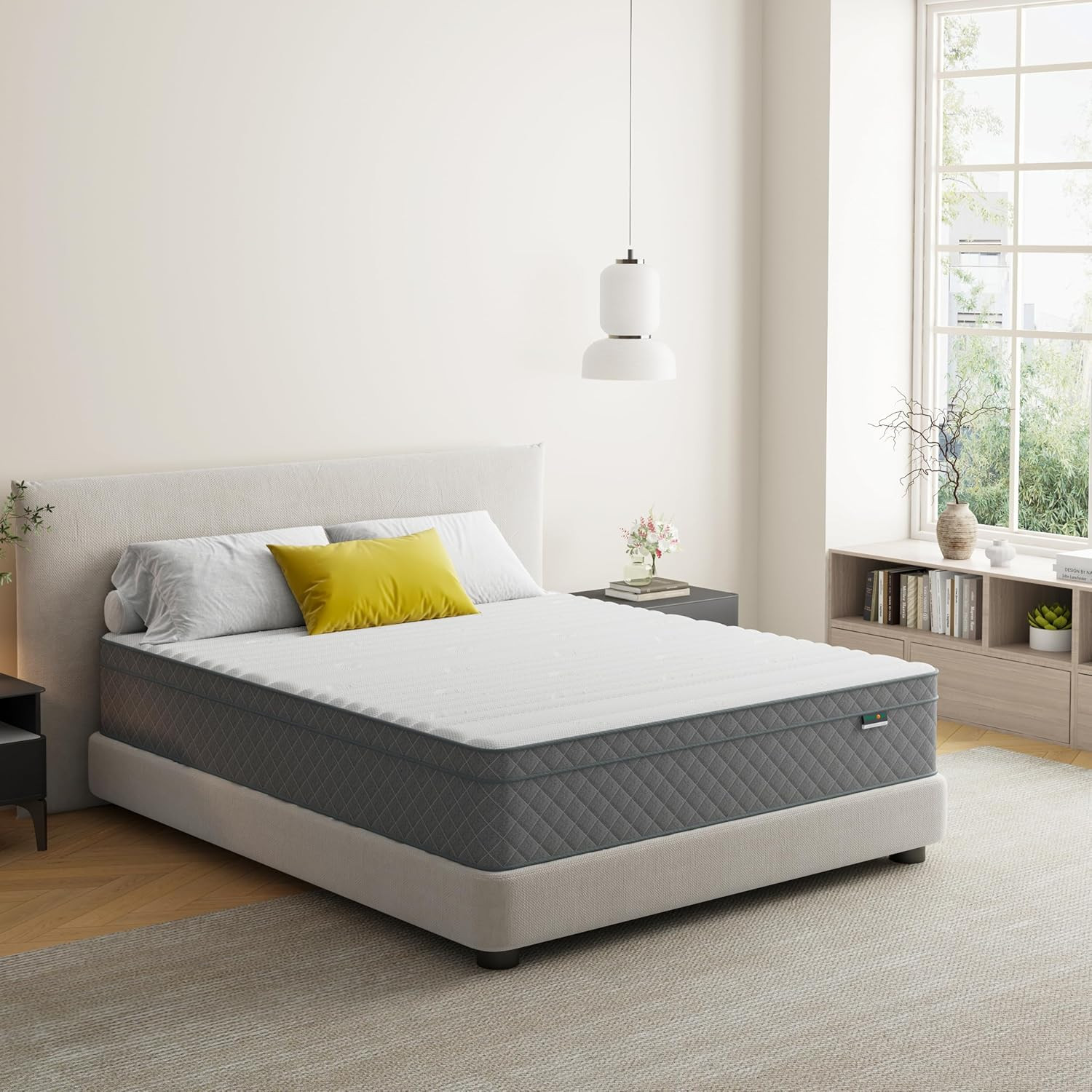 Purrjoys Firm Queen Mattress, 12 Inch Cooling-Gel Memory Foam and Pocket Spring