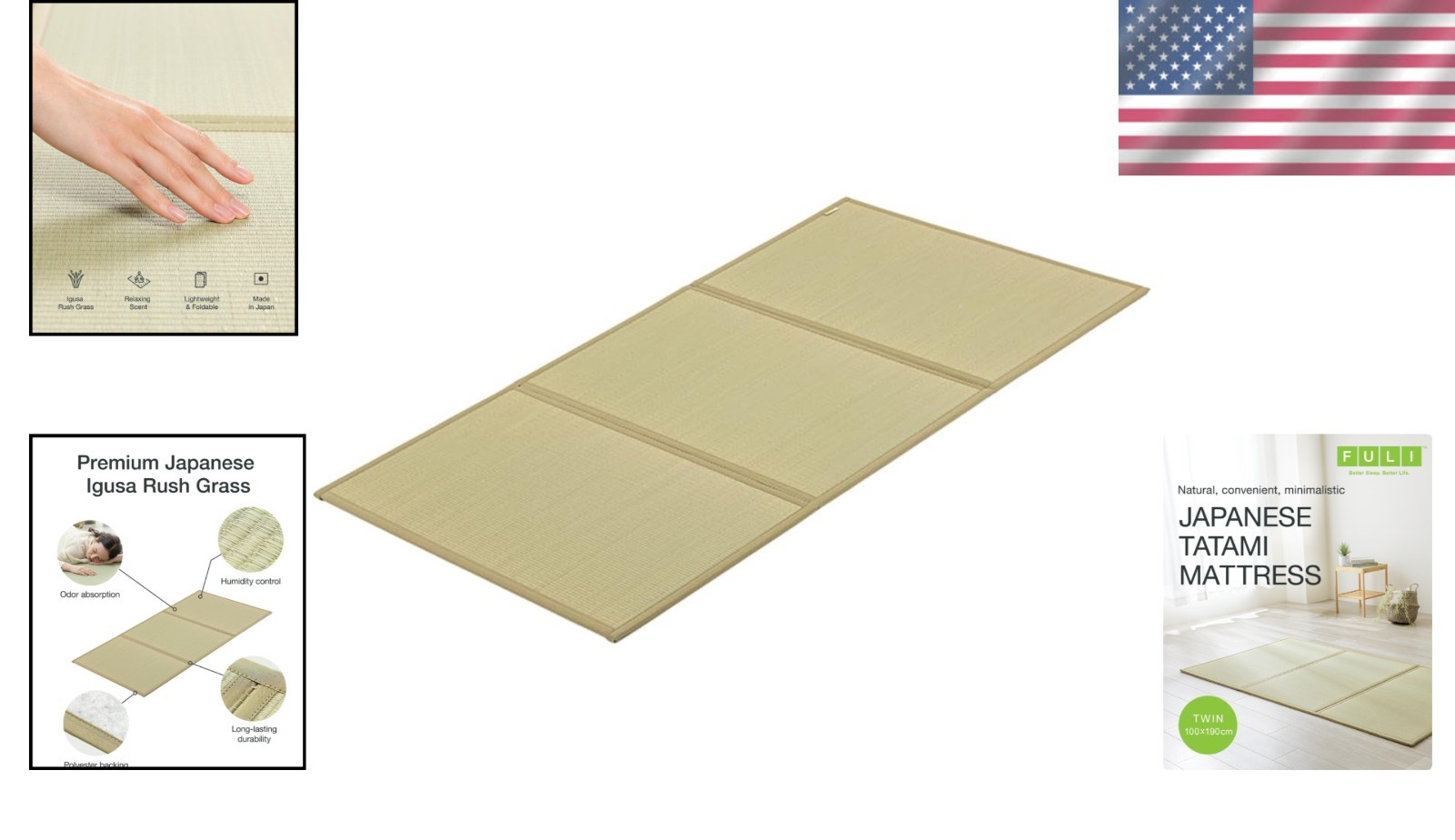 Traditional Hand-Woven Tatami Mattress – Twin Size for Serenity and Comfort