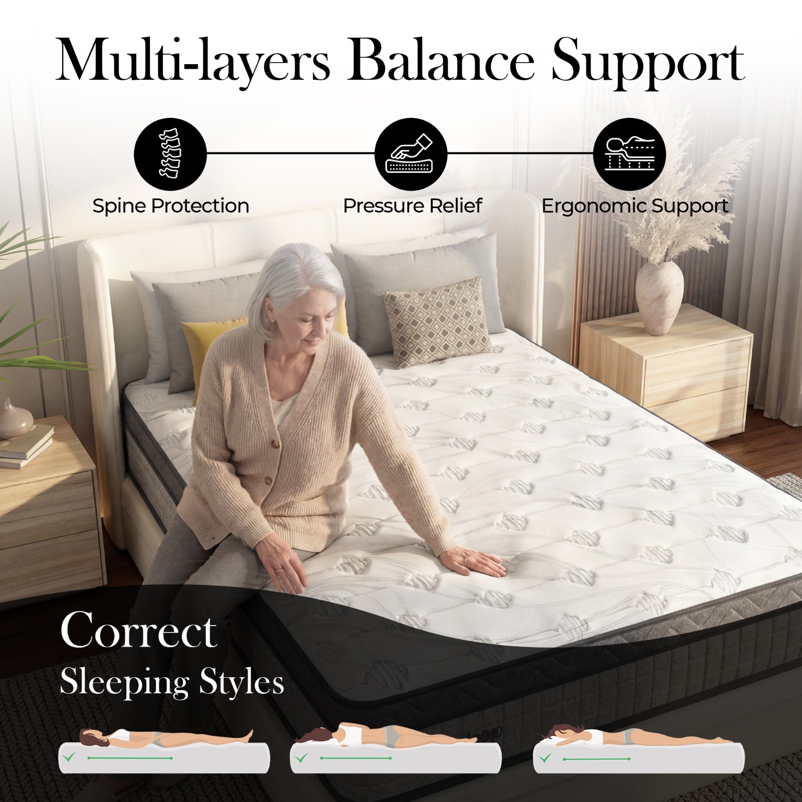 Hybrid Mattress 10″ / 12″ – Medium Firm – Sleep Better From Night One