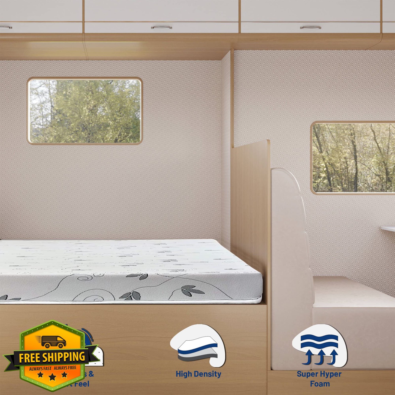 Greaton 4-Inch Foam RV Mattress 75″ x 36″