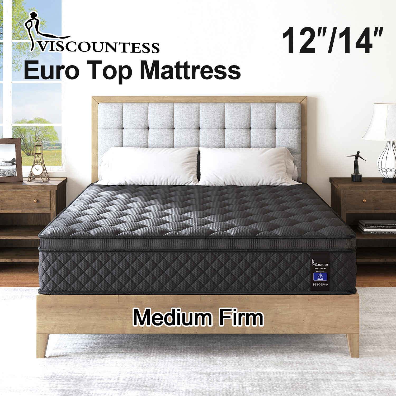 12″14″ Twin Full Queen King Size Mattress in a Box Hybrid Spring Gel Memory Foam