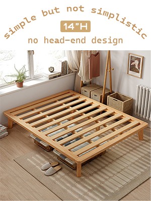 Full Platform Bed Base – 14 Inch Solid Wood Mattr Foundat with