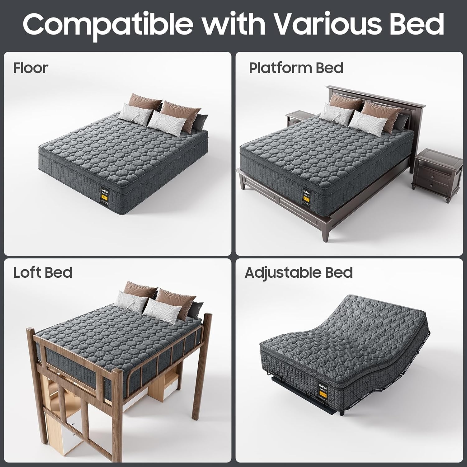 14 Inch Extra Firm Mattress Queen, Hybrid Mattress with Back and Lumbar Hip Supp
