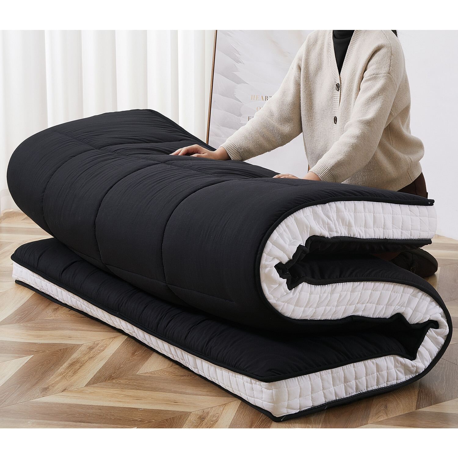 MOPHOTO Japanese Floor Mattress Folding Camping Mattress Kid Sleeping Pad 80×39”