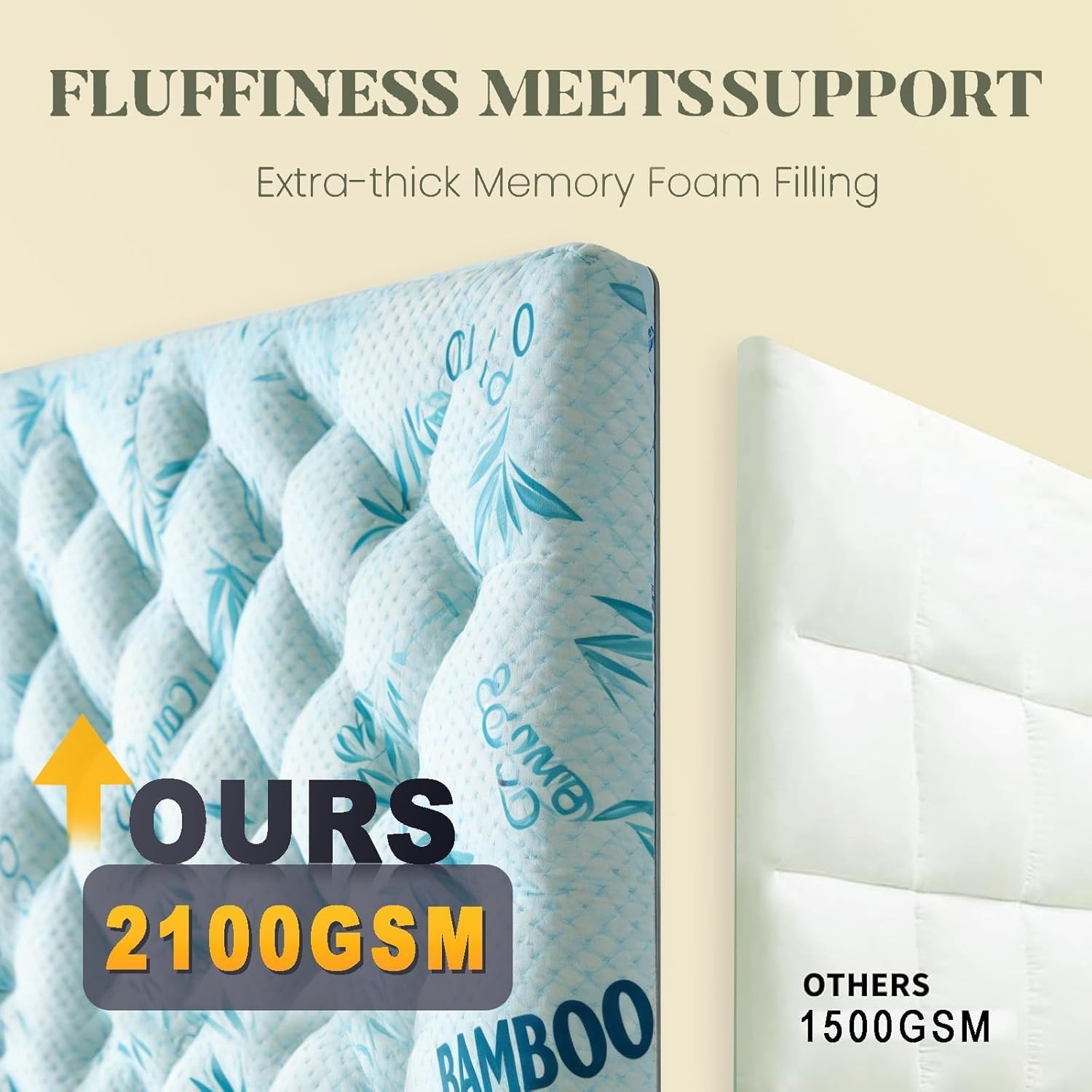 4-5 Inch Mattress Topper Queen Size, 2100 GSM Pillow Top