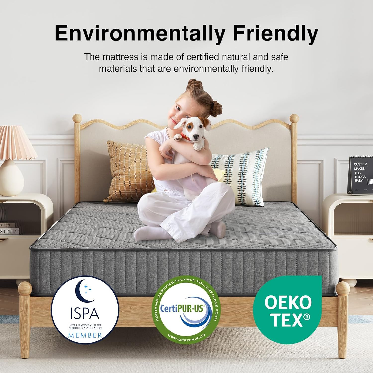 Kids Twin Mattress, 6″ Hybrid with Bonnell Coil & Gel Foam, CertiPUR-US Certifie