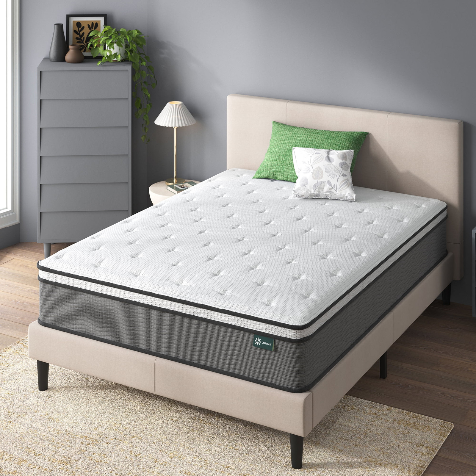 Zinus 12″ Full Size Pressure Relief Hybrid Mattress Comfort Foam, Pocket Springs