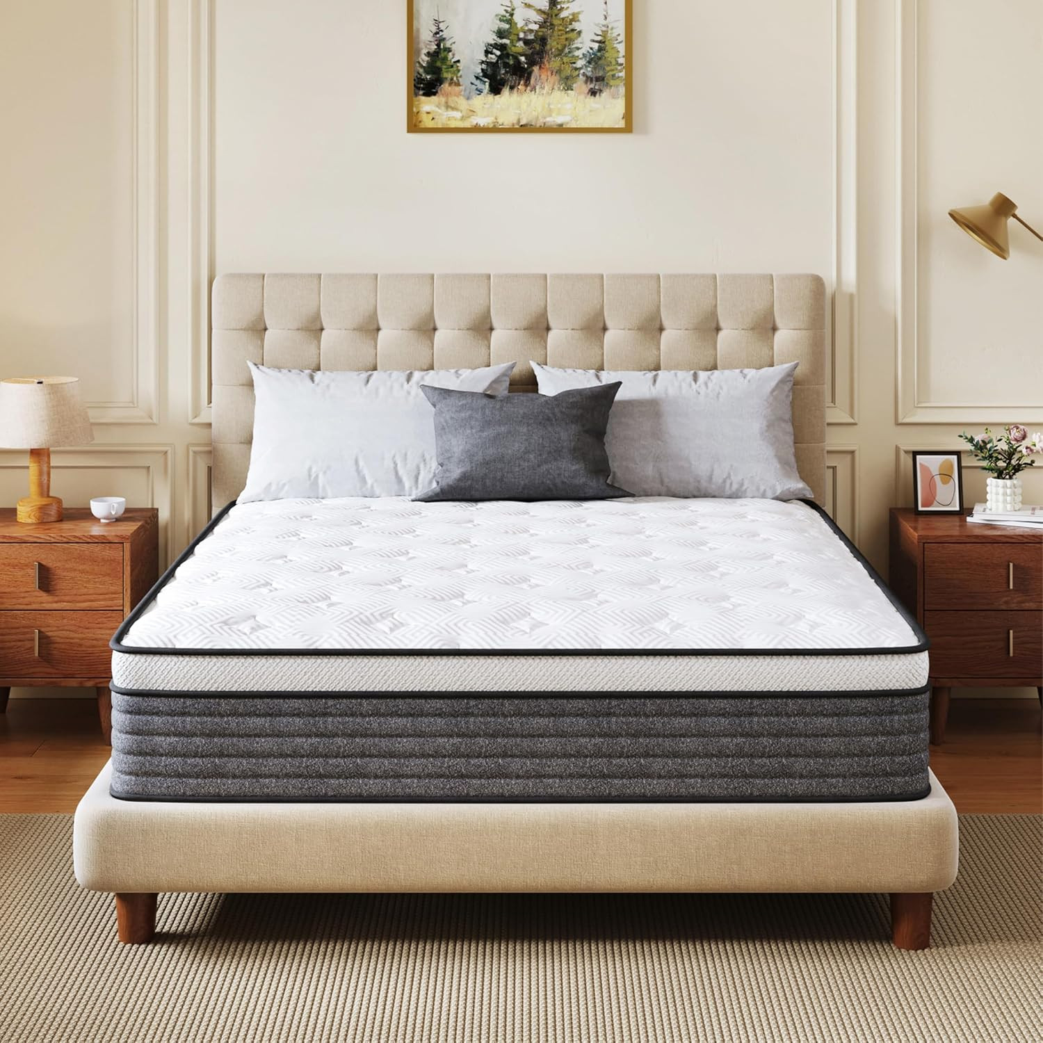 Queen Mattress, 12 Inch Queen Size Hybrid Mattresses in a Box, Medium Feel Foam