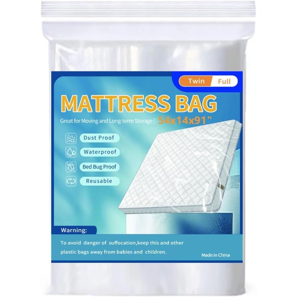 Waterproof Mattress Storage Bag for Moving & Protection, Twin Full Size Zippered
