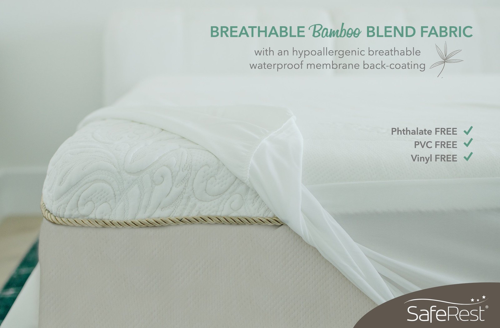 SafeRest Renewal Derived Viscose Rayon Mattress Pad Protector Cover – Waterproof