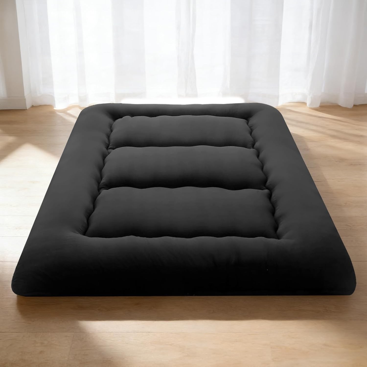4″ Roll Up Floor Mattress Japanese Foldable Futon Mat Tatami w/ Removable Cover