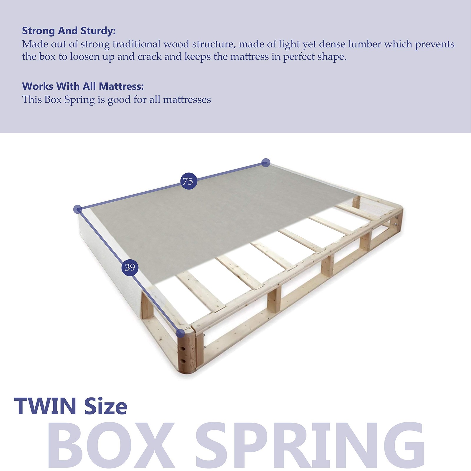 Fully Assembled 4 Inch Split Box Spring for Mattress, Size Twin