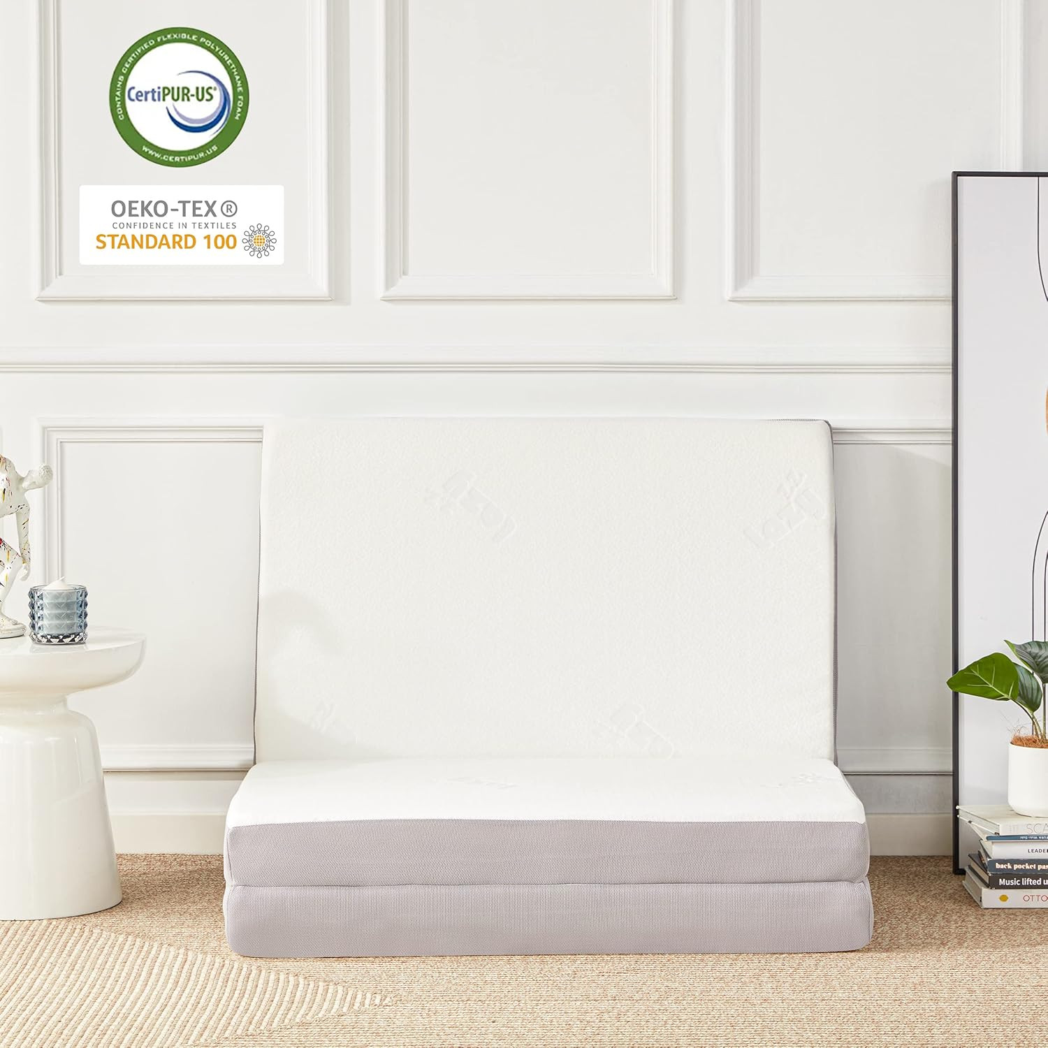4″ Tri-Fold Memory Foam Mattress with Bamboo Cover – Portable Guest Bed