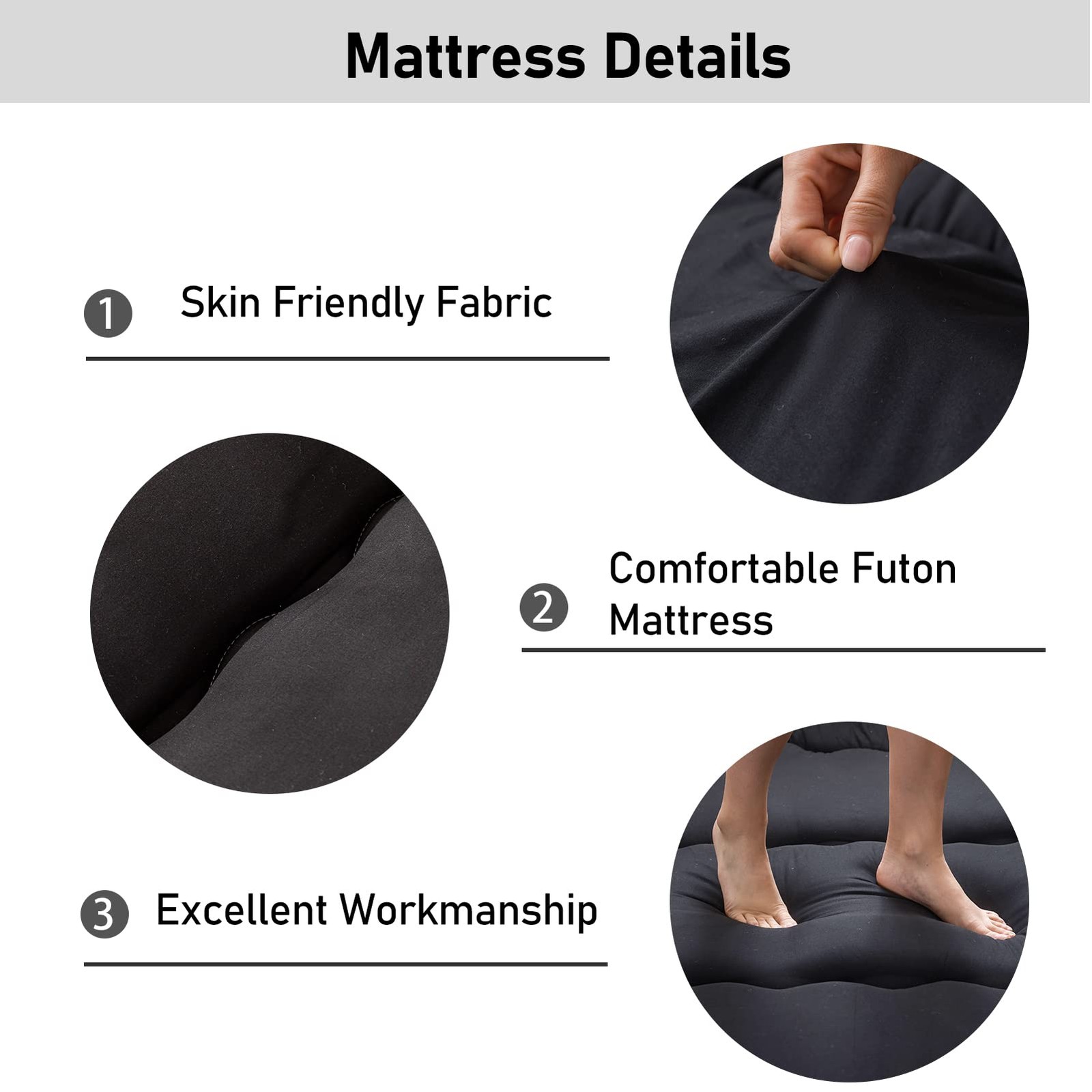 Cot Japanese Floor Futon Mattress, Single Size Tatami Mat Sleeping Pad Foldab…