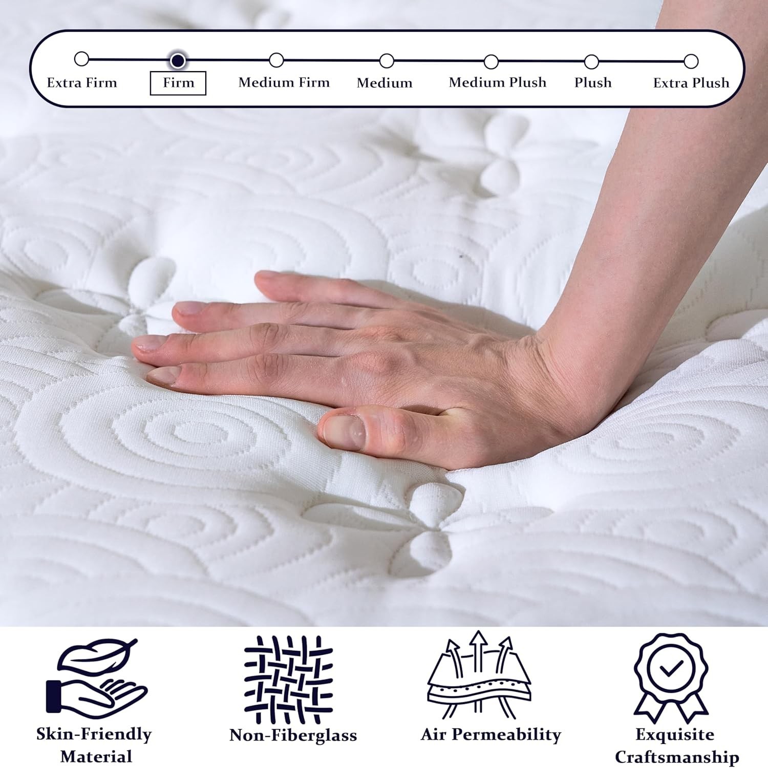 Onlylucky Firm King Mattress 14 Inch, Luxury Hybrid King Size Mattress in a Box,