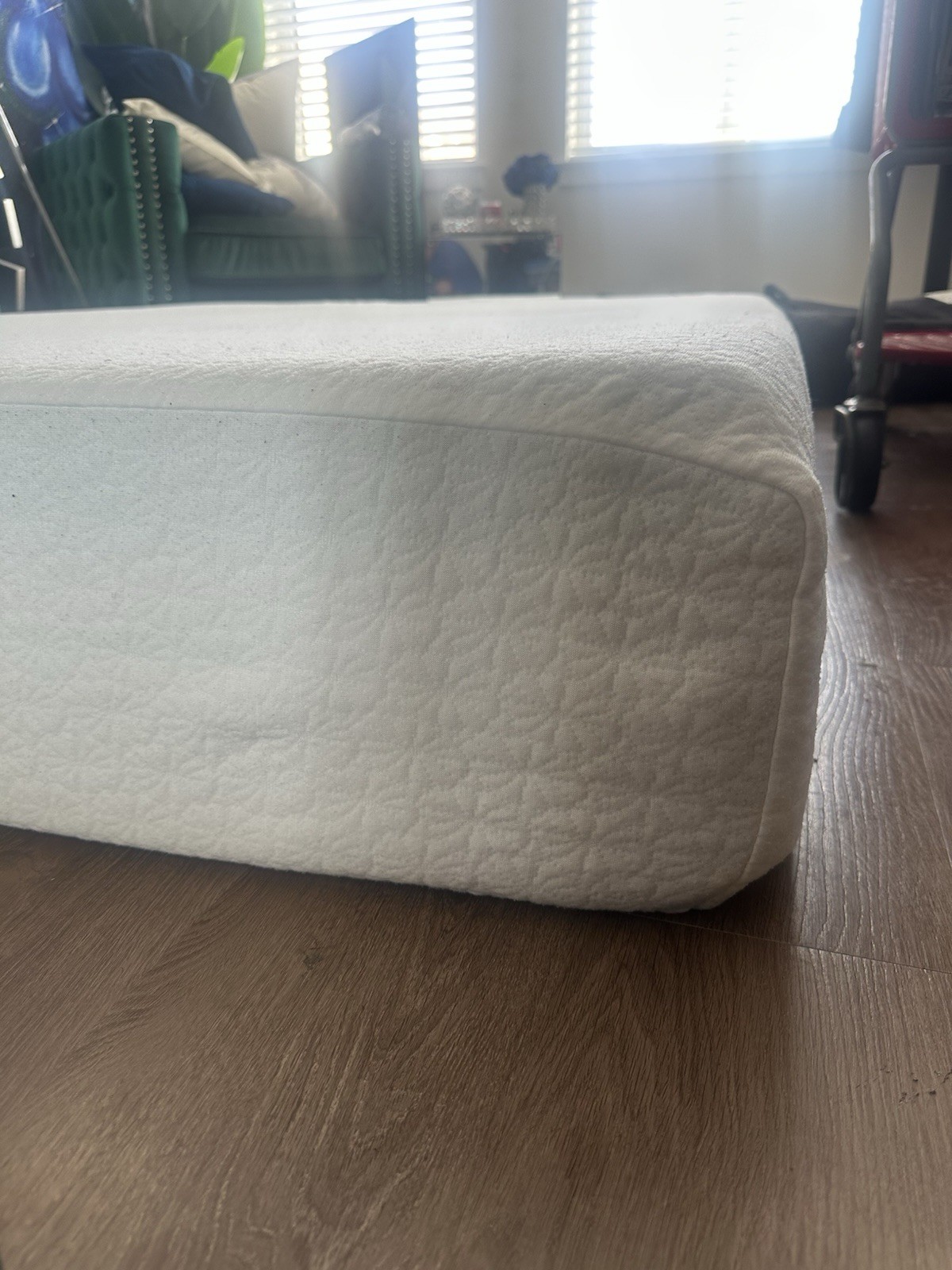 White Fabric Rectangle Mattress Geometric Pattern for Adults Bedroom