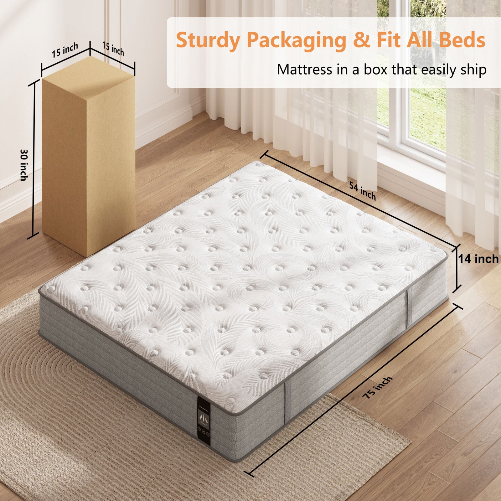 14 Inch Full Size Mattress Hybrid Gel Memory Foam Pocket Coils Mattress In a Box