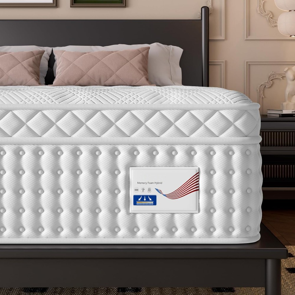 12″ Queen Hybrid Mattress -Memory Foam & Pocket Spring,Medium Firm Spine Support