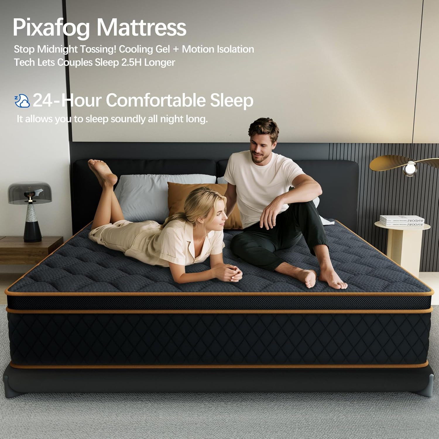 14″ King Size Gel Hybrid Mattress, Medium Firm, Motion Isolation, CertiPUR-US