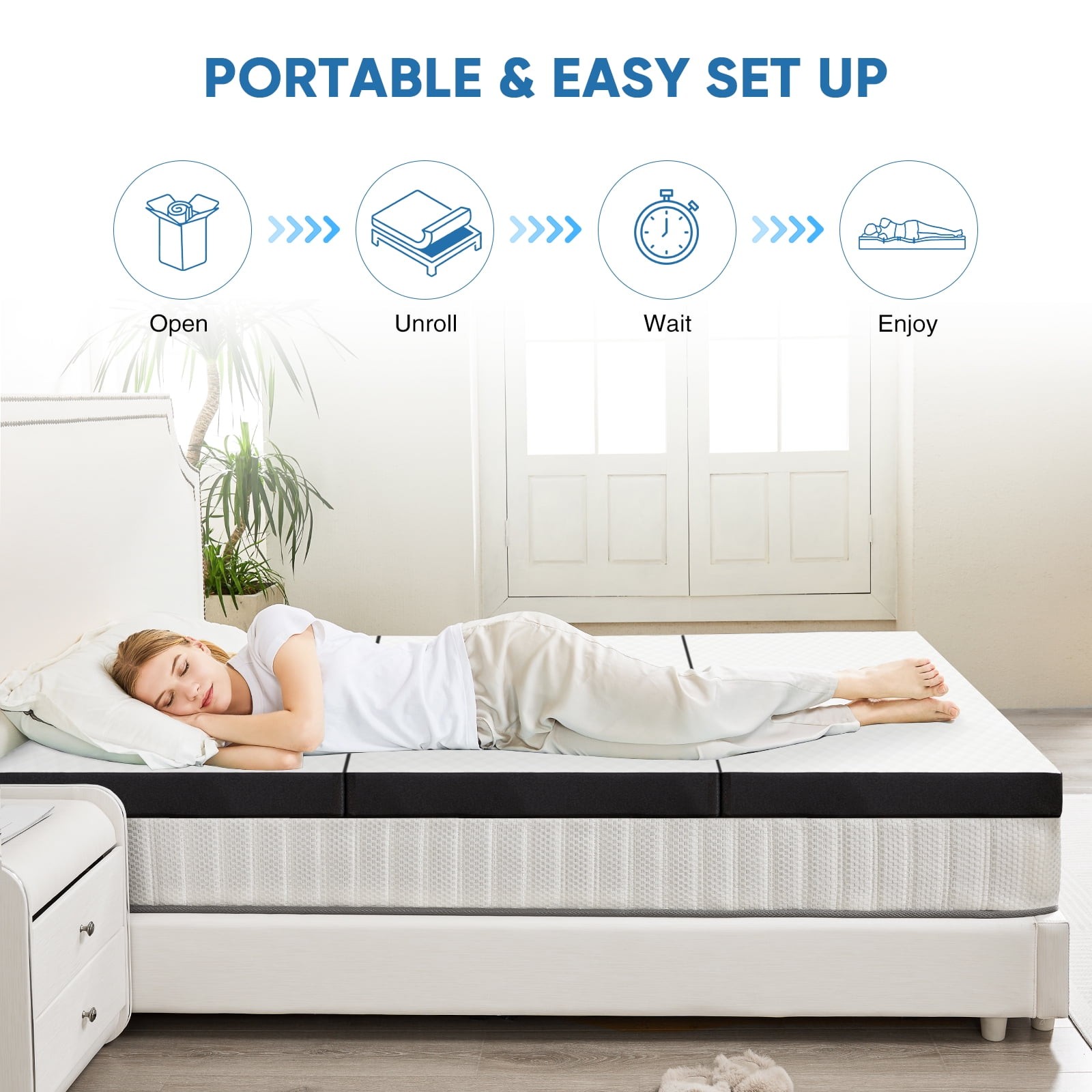 Colchon Triplegable Queen 60x80x3 Para Dormir En El Piso Colchonetas De Memory