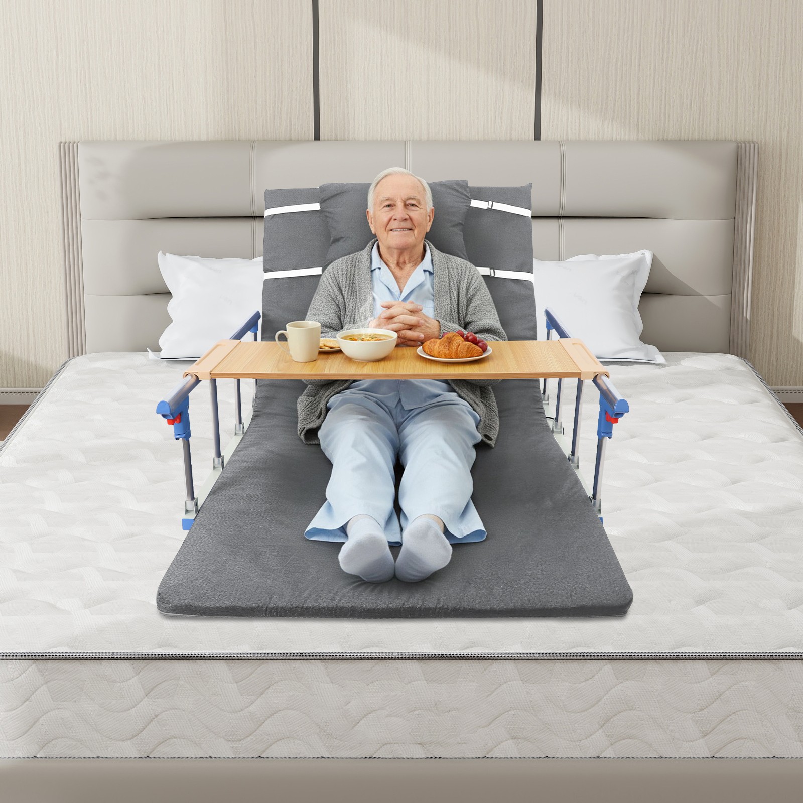 Adjustable Lifting Backrest With Foldable Side Guardrails Electric Lift For Home