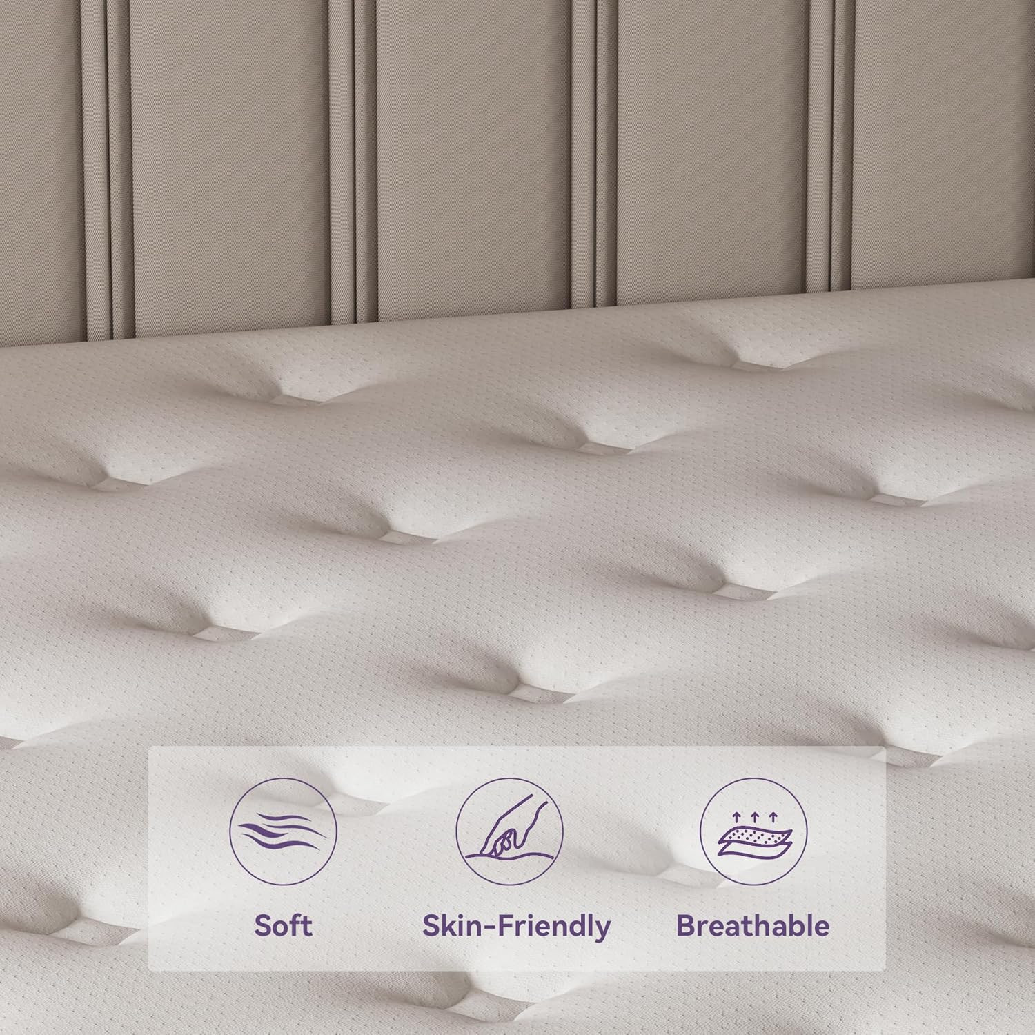 12 Inch Queen Mattress in a Box, Purple Hybrid Mattress with Gel Memory Foam and