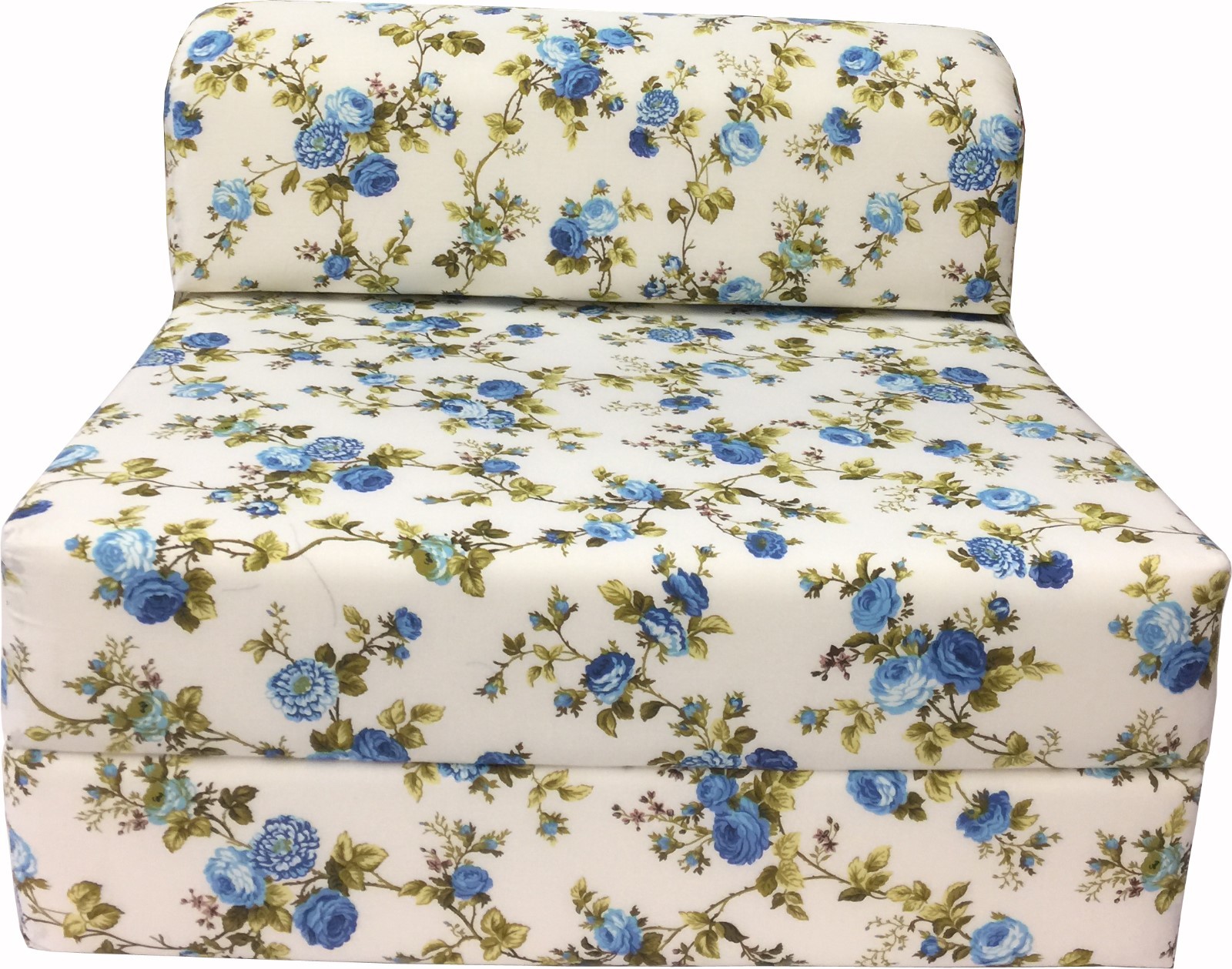 Blue Roses 6x36x70 Sleeper Chair Folding Foam Bed, Guest Studio Sofa Beds