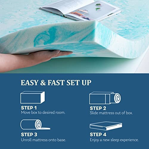 EGO Topper 2 Inch Queen Memory Foam Mattress Topper, Cooling Gel Foam Mattress
