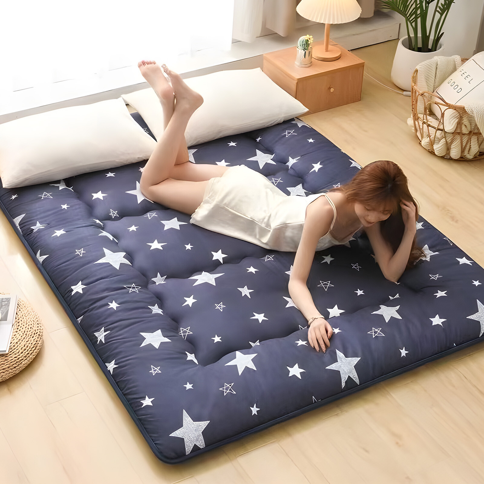 Japanese Futon Mattress Soft Tatami Floor Sleep Mat Foldable for Travel Camping