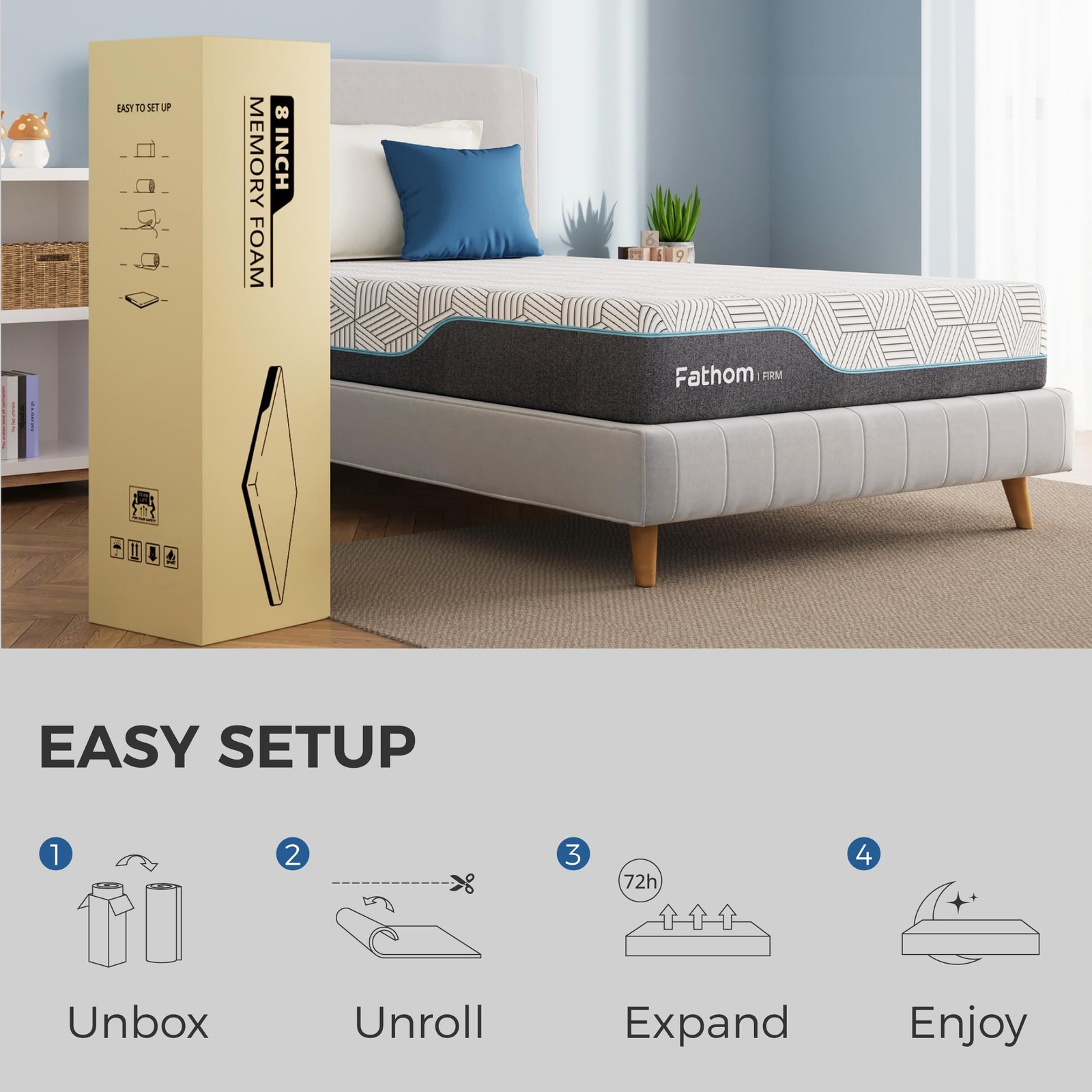 FATHOM Firm Full Mattress 6 Inch Memory Foam Mattress Full Size Bed in a Box …