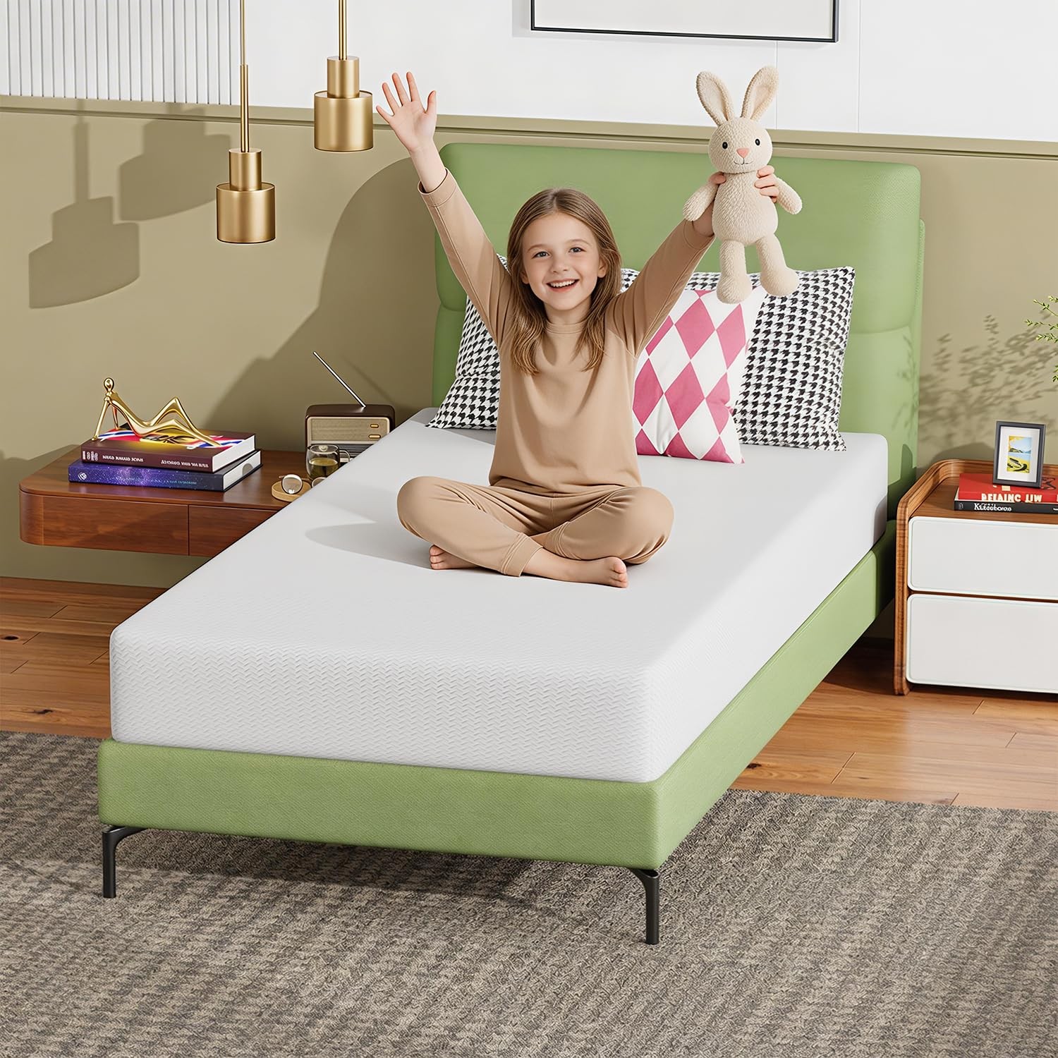 FDW 8 Inch Twin Mattress, Base Foam, Medium Firm Support, Breathable & Comfor…